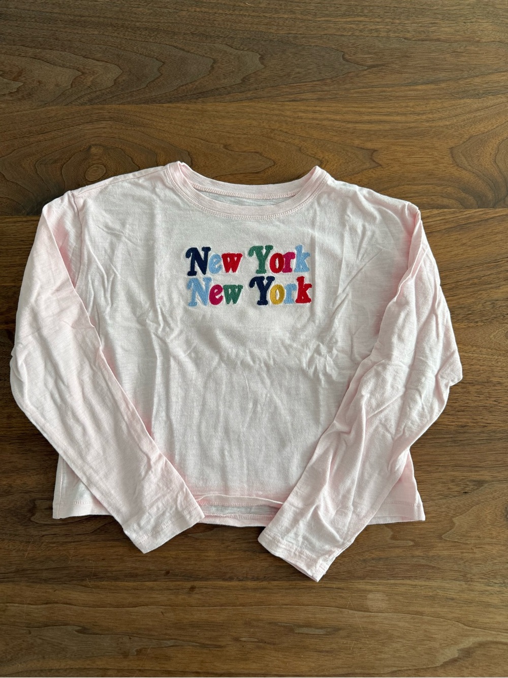 Size 8-9 - JCrew - Pink Kids Long-Sleeve 'New York' Graphic Tee